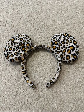 Disney Parks Leopard Print Mickey Ears Headband - Beige, Brown, and Black
